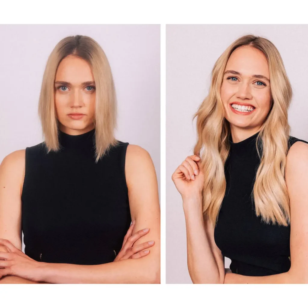 Avant après femme blonde