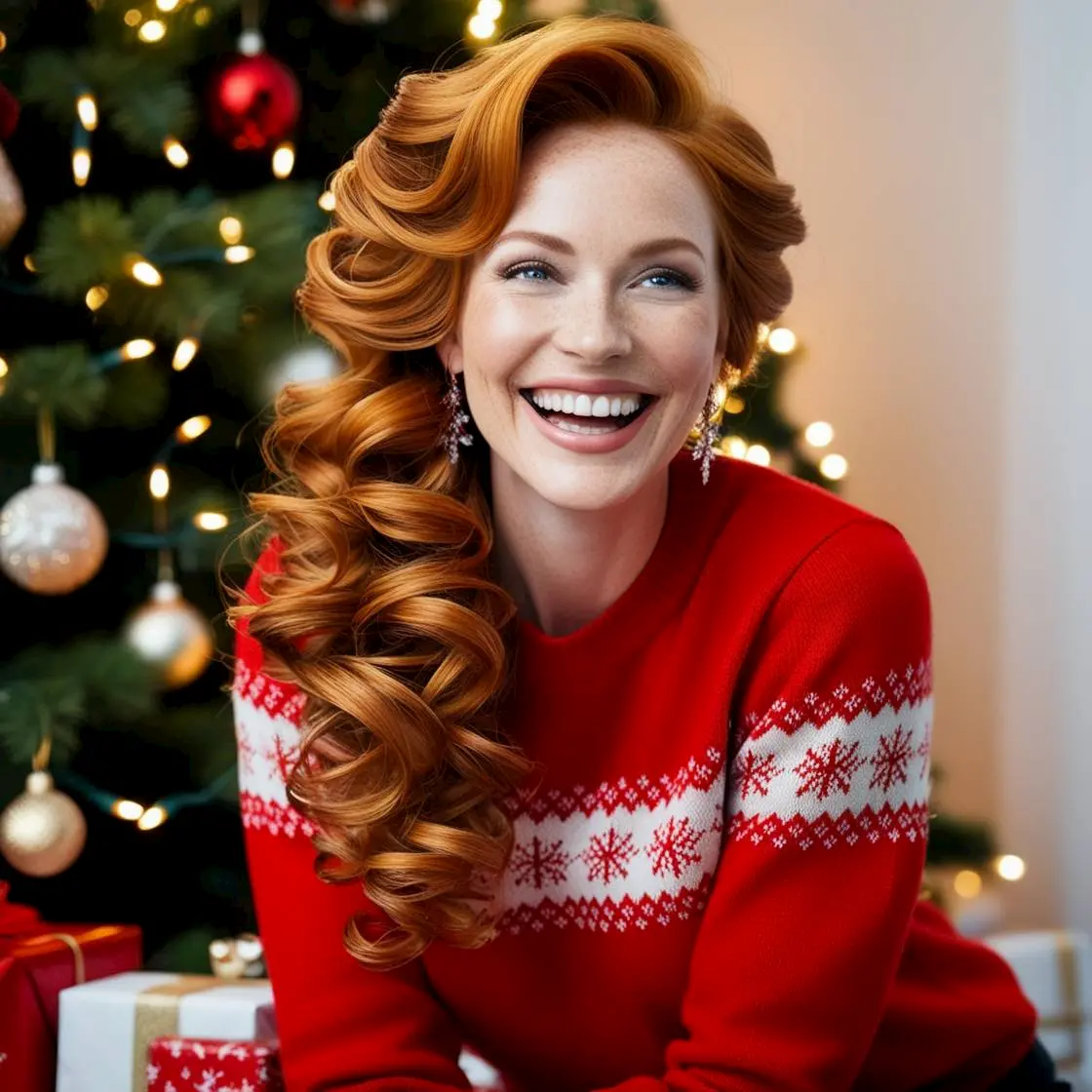 Femme en pull de noel